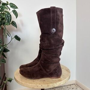 Vintage 2000s slouchy knee high rounded toe low heel boots Size 7